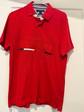 Tommy Hilfiger Bright Red Polo with Signature Bar